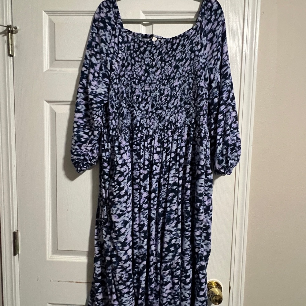 Terra & Sky Long Sleeve Blue and Black Dress